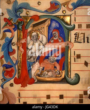 Niccolò da Bologna - Geburt des Johannes der Täufer National Gallery of Art Washington DC Miniatur auf Pergament späten 14. cent Stockfoto