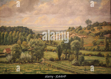 Nogent-le-Rotrou - Stadtmuseum - J H Simon - La Ligne de Chemin De Fer Nogent-Courtalain Vue Depuis la Vallée De La Ronne Stockfoto