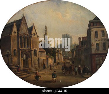 Nogent-le-Rotrou - Stadtmuseum - Louis Moullin - Église Notre-Dame, Fontaine et Rue Dorée, vers 1860 Stockfoto