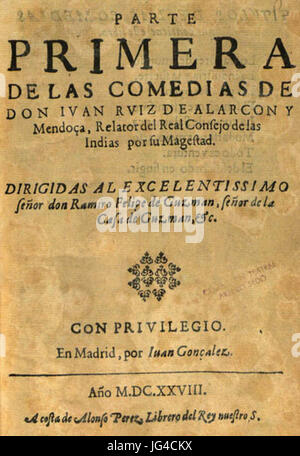 Parte Primera de Las Comedias de Don Juan Ruiz de Alarcón Stockfoto