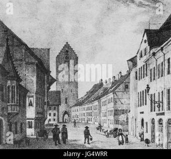 Podestà Nach Lang Ravensburg Sammelbild Detail Marktstraße Mit Obertor Stockfoto
