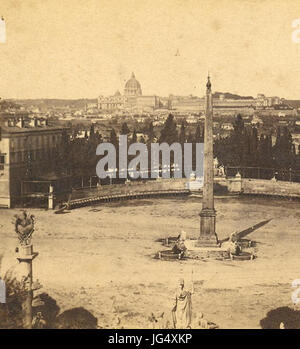 Ponti Carlo 28ca. 1823-189329 - n. 008 - Piazza del Popolo Presa dal Monte Pincio 28Roma29 - Dett. Stockfoto