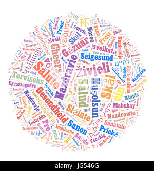 Wort-Jubel in verschiedenen Sprachen word Cloud-Konzept Stockfoto