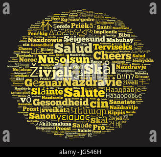 Wort-Jubel in verschiedenen Sprachen word Cloud-Konzept Stockfoto