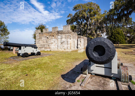 Kanone in Fort Frederica, St. Simons Island, Georgia Stockfoto