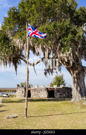 Historischen Tabby Ruinen des Fort Frederica auf St. Simons Island, Georgia Stockfoto