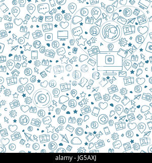 Social Media blau nahtloses Muster Stockfoto