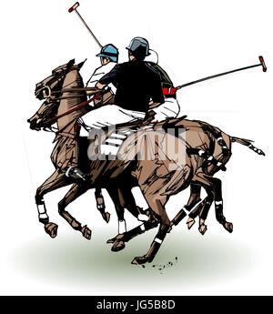 Vektor-Illustration der Polospieler (Hand-Zeichnung) Stock Vektor