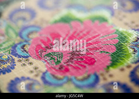 Nahaufnahme der floralen Muster im Vintage fabric Stockfoto