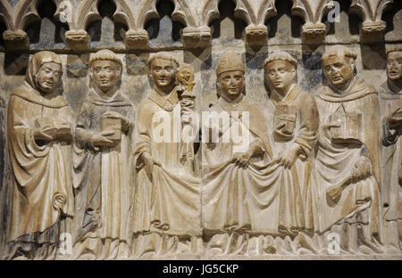 Anonym. Katalonien. Grab der Familie Ardevol, zweite Hälfte des 14. Jahrhunderts. Detail. Gothic. Aus der Kapelle von Corpus Christi des Palais der Markgrafen von la Floresta, Tarrega, Provinz Lleida. Nationalen Kunstmuseum von Katalonien. Barcelona. Katalonien. Spanien. Stockfoto