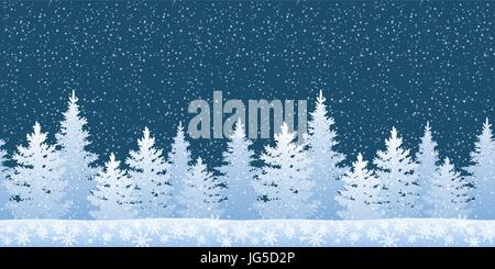 Nahtlose Landschaft mit Weihnachtsbäumen Stock Vektor