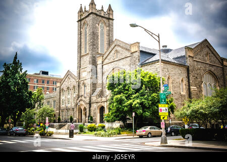 Washington, USA Juni 2017: Ansicht der Gießerei United Methodist Church in 16 St NW, Washington, an einem trüben Juni-Morgen Stockfoto