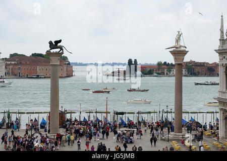 Colonne di San Marco e San Todaro historische Denkmäler in Venedig, Venezia, Italien Stockfoto