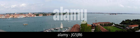 Panorama Blick auf Venedig von San Giorgio Maggiore Insel, Blick nach Osten, San Servolo Stockfoto