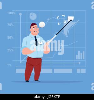 Geschäftsmann Selfie Aufnahme mit Stick auf Zelle Smart Phone Stock Vektor