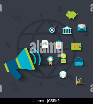 Abbildung flache Symbole Konzepte für Wirtschaft und Finanzen-Thema- Stockfoto