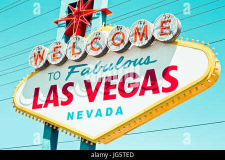 Vintage Welcome to Fabulous Las Vegas Schild mit Retro-Ton Stockfoto