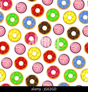 Nahtlose Hintergrund von Donuts mit Gebäck-pads Stock Vektor
