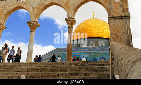 Haube des Felsens in Jerusalem über Tempelberg Stockfoto