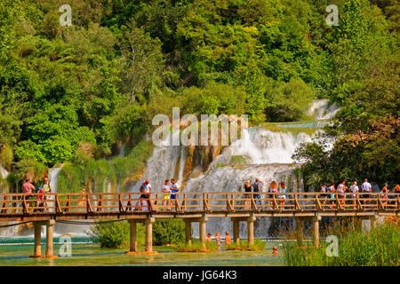 Unteren Wasserfälle Krka Nationalpark in Skradin, in der Nähe von Sibenik, Kroatien. Stockfoto