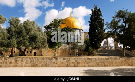 Haube des Felsens in Jerusalem über Tempelberg Stockfoto