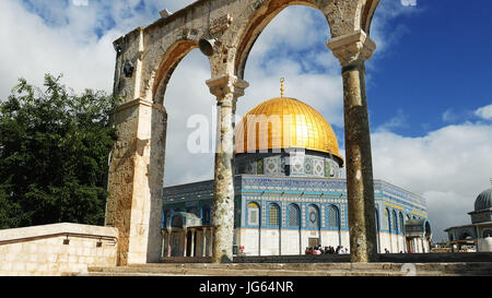 Haube des Felsens in Jerusalem über Tempelberg Stockfoto