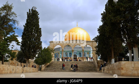 Haube des Felsens in Jerusalem über Tempelberg Stockfoto