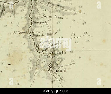Río Futa En el Mapa de Litoral de Valdivia de Francisco Vidal Gormaz 1837 Stockfoto
