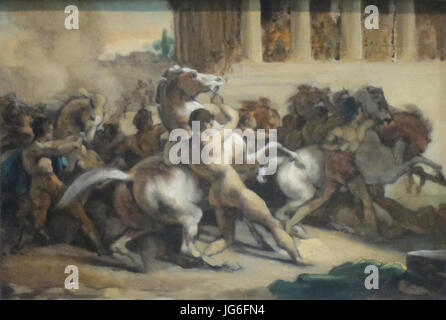 Rennen von unberittenen Pferden durch Théodore Géricault, Getty Center Stockfoto