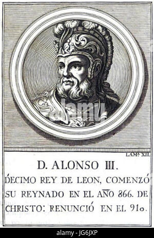 Retrato-067-Rey de León Alfonso III Stockfoto