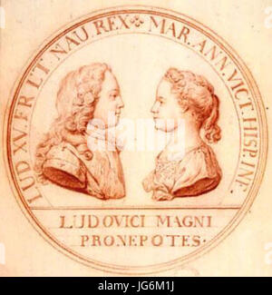 König Louis XV von Frankreich und Navarra und Marie Anne Victoire Infantin von Spanien Stockfoto