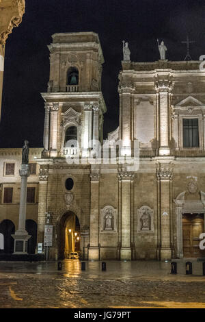 Kathedrale in Brindisi von Nacht, Apulien, Italien Stockfoto