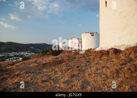 Alte Windmühlen Bodrum Stockfoto