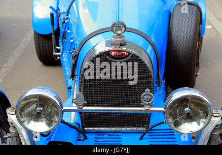 Bugatti, Rennwagen, Oldtimer-Auto, Fahrzeug, motor, Detail, Kühlergrill Stockfoto