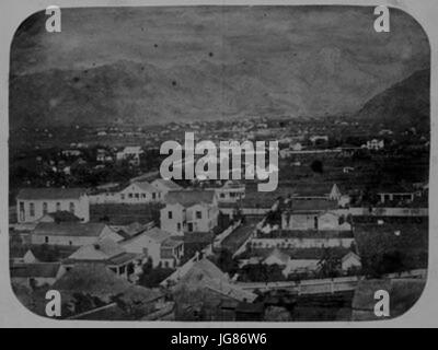 Blick auf Honolulu vom Kirchturm der Fort Street Church Nuuanu Valley c. 1853 nachschlagen Stockfoto