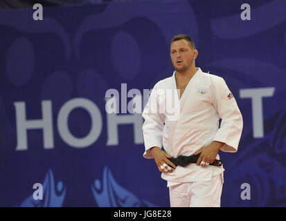 Chu Che Chao Tche, China. 2. Juli 2017. Tschechische Judoka Lukas Krpalek nach dem Sieg in der Kategorie bis 100 KG während des Grand Prix in Chu-Che-Chao-tsche, China, am 2. Juli 2017. Bildnachweis: David Svab/CTK Foto/Alamy Live-Nachrichten Stockfoto