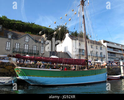 Die Sainte Jeanne Erquy, alte Segelregatta, Binic Hafen in der Nähe von Saint-Brieuc, Côtes-d ' Armor, Bretagne, Bretagne, Frankreich Stockfoto