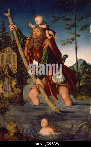 Lucas Cranach d. - Der Hl. Christophorus Stockfoto
