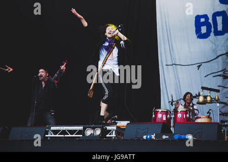 Gogol Bordello Durchführung bei Barclaycard Britische Sommerzeit im Hyde Park Stockfoto