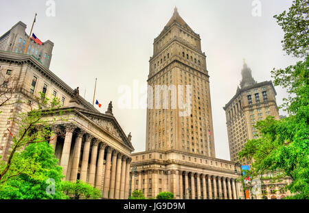 Thurgood Marshall United States Courthouse und Manhattan Municipal Building in New York City Stockfoto