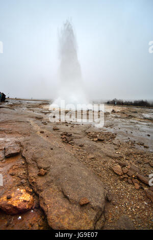 Strokkur Geysir, Island Stockfoto
