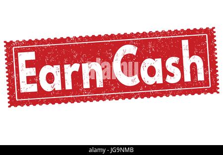 Verdienen Sie Cash-Zeichen oder Stempel auf weißem Hintergrund, Vektor-illustration Stock Vektor