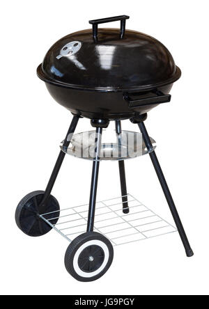 Schwarz Trolley Charcoal BBQ Barbecue Grill auf weiß mit Beschneidungspfad enthalten Stockfoto