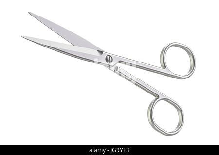 metallische Schere, 3D-Rendering isolierten auf weißen Hintergrund Stockfoto