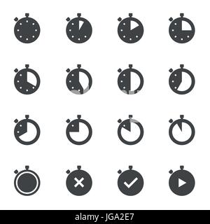 Vektor schwarz Stoppuhr-set Stock Vektor