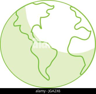 Silhouette globale Erde Plenet mit Geographie Weger Stock Vektor