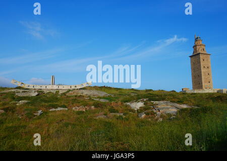 Herkules Turm in A Coruna Spanien Stockfoto