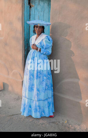 Traditionelle Kleidung Herero Stamm, Maun Botswana Stockfoto