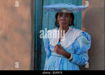 Traditionelle Kleidung Herero Stamm, Maun Botswana Stockfoto