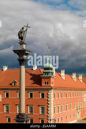 Warschau, König Sigismund II Vasa Spalte und dem königlichen Schloss. Stockfoto